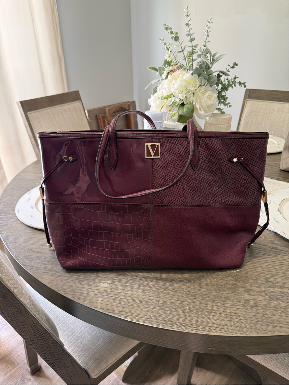 Victoria’s Secret Bordeaux Patchwork Carryall Tote